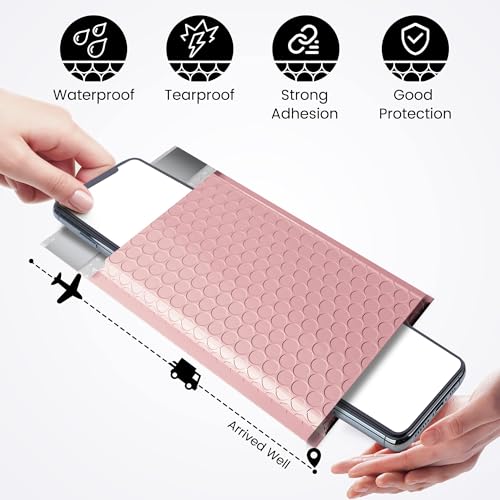Image of Fuxury Small Bubble Mailers Bulk 4x8 inch 800 Pack Light Pink Padded Envelopes