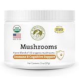 Wholistic Pet Organics Mushrooms for Dogs & Cats - Cognitive & Immune Support with Turkey Tail Mushroom for Dogs - USDA Organic 10:1 Mushroom Supplement for Dog with Organic Lions Mane - 84 Scoops