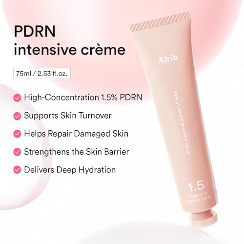 Image of Abib PDRN Intensive Cream 1.5 Tube 2.54 fl oz, Salmon DNA PDRN Hydrating Moisturizer for Dull and Stressed Skin, Korean Skincare