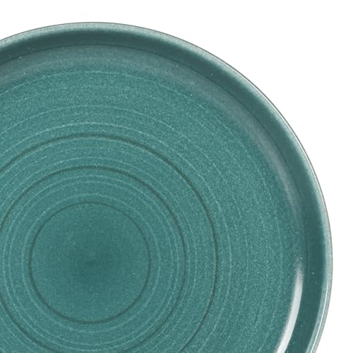Image of Gibson Elite Clarina 16 Piece Double Bowl Stoneware Reactive Glaze Round Plates and Bowls Dinnerware Set - Teal