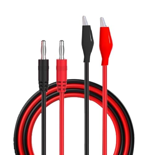 Cable de prueba medición, Cable de sonda multímetro, cable de prueba de cocodrilo de pinza eléctrica, conectores banana, 30V 5A, Rojo/Negro, Longitud de 1 Metro