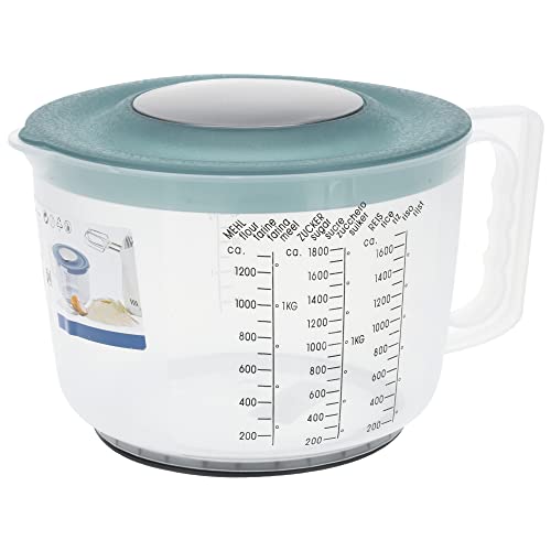 hibuy Jarra medidora de 2 L con protección contra salpicaduras, irrompible, antideslizante, apta para lavavajillas, color de moda macarons