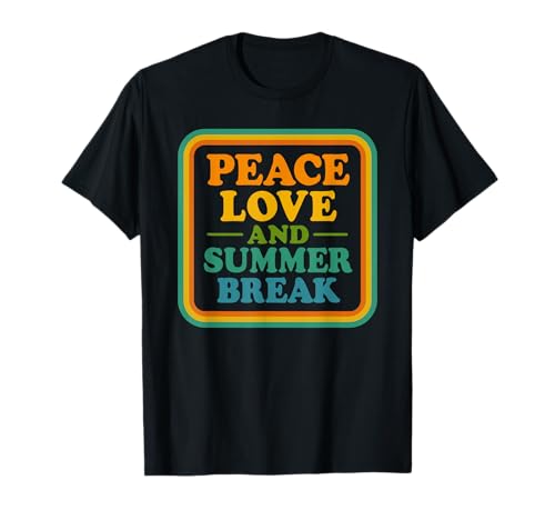 Peace Love Summer Break Retro Vacation Vibes Distressed T-Shirt