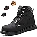 TOSAFZXY Work Safety Boots for Men Durable Crazy-Horse Leather Indestructible Steel Toe Waterproof and Non-Slip Better Warmth Men Work Shoes Black 12