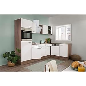 respekta Economy L-Form Winkel Küche Küchenzeile Eiche York Weiss 280x172cm