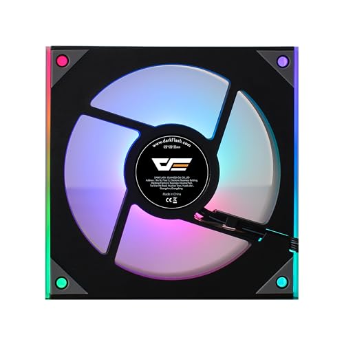 darkFlash DM8 3-Pack Reverse Blade RGB PWM Fans, Dual Ring Infinity Mirror Case Fans, 1600RPM High Airflow 56CFM, Low Noise 32.5dBA, Computer Case Cooler Fan (Black) by darkFlash - Image 2