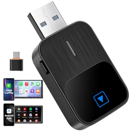 Mineup Adapter Wireless Android CarPlay, 2 in 1 Chiavetta per Convertire Cablato in Wireless, Supporta iOS 10+ e Android 11+