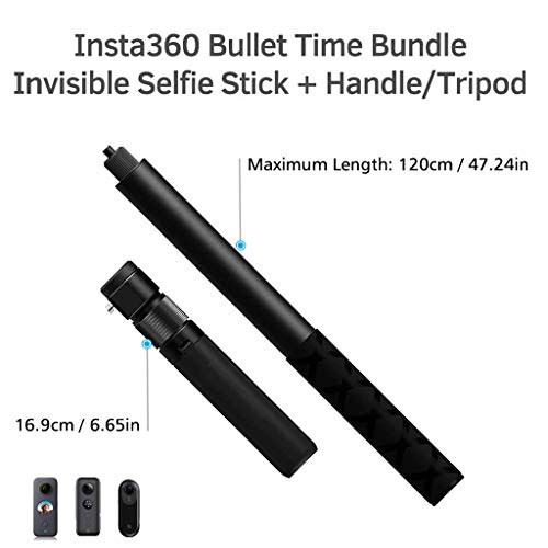 3 in 1 Insta360 Bullet Time Bundle Kit con Selfie Stick in Alluminio e Impugnatura Rotativo Esteso Treppiede Pieghevole Selfie Stick per Insta 360 ONE/ONE X/ONE X2/EVO 120CM