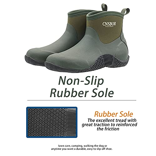 Cnsbor Men's Waterproof Garden Shoes Comfort Outdoor Ankle Rain Work Shoes For Gardening Camping And Yard Work, Green Size 9 #TOP3