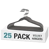 BROOKSTONE, [25 Pack] Velvet Hangers, [Non-Slip] 360° Swivel Hook, Lightweight & Slim, Strong & Dura