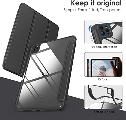 Image of ProElite Case for iPad Air 11 Inch M4 /M3 /M2 2026 /2025 /2024, iPad Air 10.9 inch 5th /4th Gen & iPad Pro 11 inch 4th /3rd Gen 2022 case Cover, Transparent Smart Flip Cover with Pencil Holder, Yellow