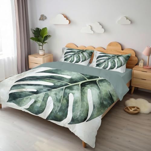 Housse de couette 200x200 microfibre gris vert avec zip