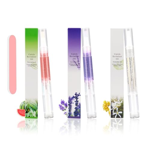 Cuticle Oil Pen 3PCS Nutrition Oil Pen Cuticle Oil for Nails with Natural Ingredients Nail Oil Cuticle for Repairing Cracked and Dry Nail(Lavender & Watermelon & Osmanthus flowers Flavor)