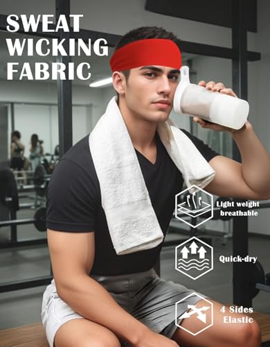 Image of Headbands for Men & Women, Sweat Headband Non-Slip Sweatband Sports Running Cycling Yoga Basketball Workout Football Training