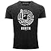 Produktbild Neverless® Herren T-Shirt Vintage Shirt Printshirt Logo Outline Art maritim Leuchtturm Welle Aufdruck Used Look Slim Fit schwarz L