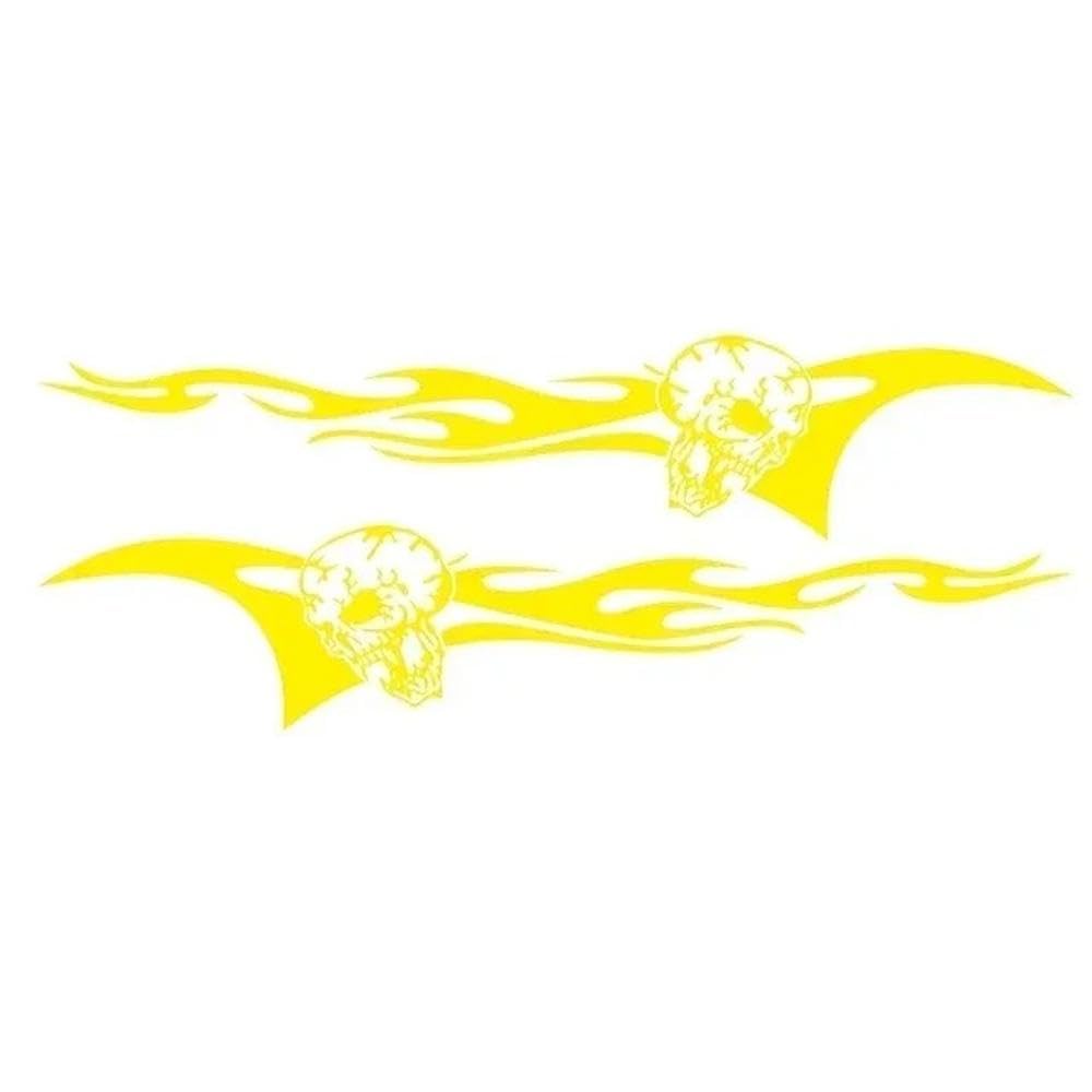 Autocollant De Voiture En Vinyle, Élément De Flamme Squelette, 2 Pièces, DIY Bricolage(Yellow)