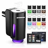 Stewerom Car Air Freshener - Smart Adjustable 3-Speed Intensity, Rechargeable Humidifier Car Essential Oil Diffuser - Comes with 8 Bottles of 10ml Perfume (Black)
