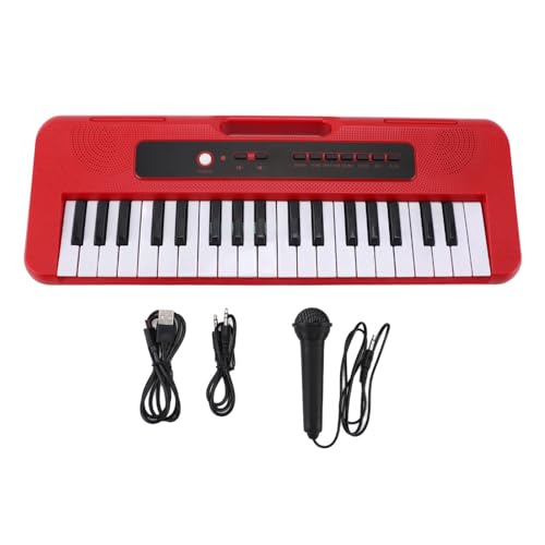 Piano Com Teclado de 37 Teclas, Piano Com Teclado Infantil Com Microfone, para Meninos e Meninas, 4 Tons, 4 Ritmos, 10 Músicas de Demonstração, Gravação, USB, Entrada para Fone