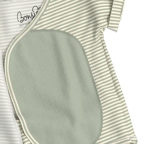 Bonsie Skin to Skin Babywear Romper - Green Striped Baby Short Sleeve - Mint Twist4