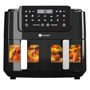 Llivekit Zwart Dual Zone Heißluftfritteuse 9L