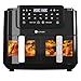 Produktbild LLIVEKIT 9L Heißluftfritteuse 2 Kammern mit Sichtfenster, Backofen XXL ohne Öl, Airfryer 9-in-1, Heißluft-Backofen mit Touchscreen, Timer-Funktion