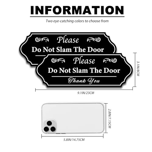 Image of Please Do Not Slam The Door Sign Stickers, Waterproof and UV Resistant Close Door Gently Sign for Van Car SUV Taxi Window (Black)