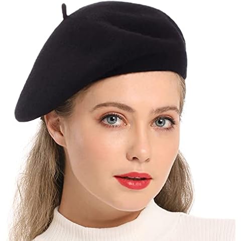 Generation-Gap® Adult Men Women Wool Blend French Style Plain Classic Solid Color Beret Hat, Unisex Soft Warm Outdoor Vintage Artist Hat Beanie Cap (Black) Cover