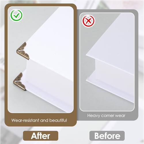 Image of Xinjoduz 150PCS Book Corner Protectors, Metal Photo Corners Vintage Book Corners Covers Iron Corner Triangle Corner Protector Decorative for Scrapbooking Photo Album Notebook Menu File Folder (Bronze)