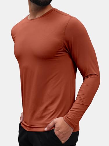 Image of Reccy Men's Trekking Hiking Ultralight Active Long Sleeve T-Shirt | Lightweight Quick Dry Breathable Activewear for Training, Travel & Outdoor Adventure