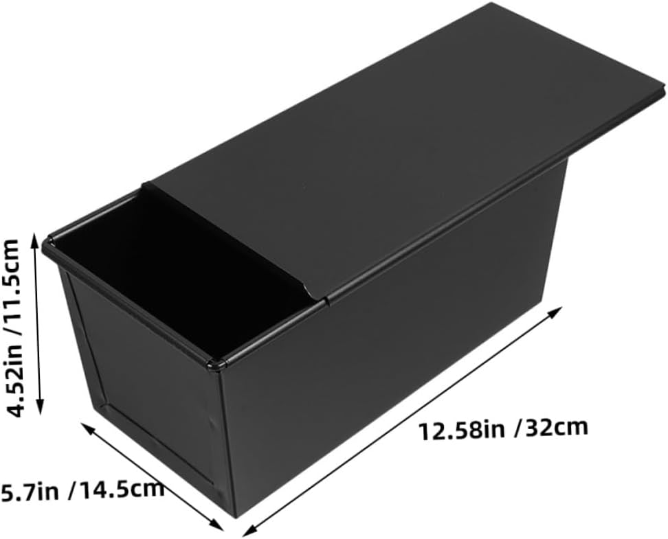 Nonstick Bread Loaf Pan with Lid 1000g Black Stainless Iron Baking Mold for Sandwiches and Toast Baking at Home