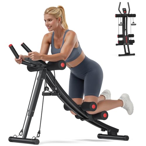 Image of MERACH Ab Machine, Ab Workout Equipment, Adjustable Ab Trainer Machine | Foldable Abdominal Trainer for Stomach Workout with LCD Monitor at Home Gym Knee Protection& 440 LBS Capacity