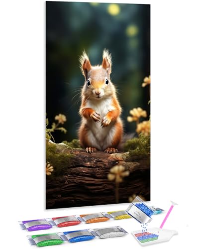 Pintura de diamante 5D de ardilla para decorar el salón con manualidades de adultos
