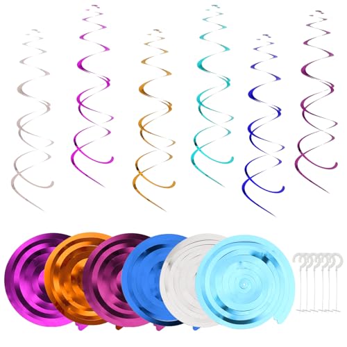 Annlpoy Serpentinas en Espiral de Plástico Techo Serpentinas Adornos, guirnaldas en Espiral Colgante de Techo para Bodas, cumpleaños, Navidad, Colorido, 65 cm de Largo, 6 Colores (aleatorios)