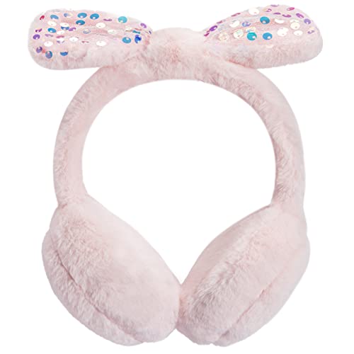 Golden Scute Cute Earmuffs For Girls, Winter Warm Foldable Muffs Fluffy Faux-Fur Ear Muffs With Removable Bow（Cat Baby Pink） #TOP7