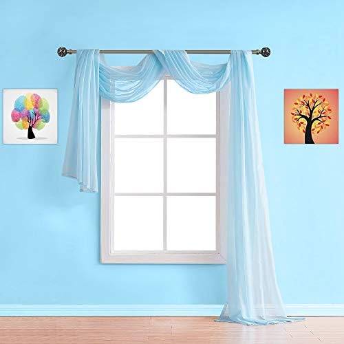 Warm Home Designs 24 Feet Long Baby Blue Sheer Window Scarf. These XXL Length Valance Scarves 54 X 288 Inches in Size. Great as Bed Canopy or Wedding Arch Draping Fabric. AM Baby Blue 288"