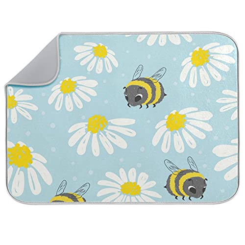 Vvfelixl G60257605P523C558S1114 Dish Drying Mat Bee And Flowers Dish Mat Microfiber Drying Mat thumb #1