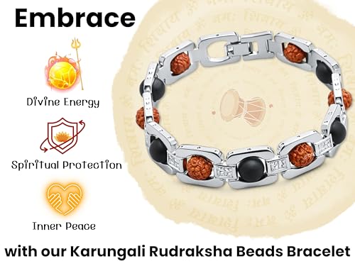 Image of Crystal Heaven Certified Karungali Rudraksha Bracelet - 8mm Original Rudraksha Karungali Bracelet with Lab Certificate, Authentic Rudraksha Karungali Malai Original for Men and Women
