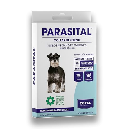Collar para Perros Pequeños y Medianos PARASITAL 60 CM (Menos de 25 KG) Repelente contra Garrapatas, Pulgas y Mosquitos (Flebotomos portadores de Leishmaniosis) con Aceites Esenciales | Nexum Market