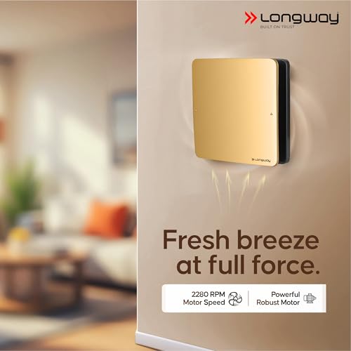 Image of LONGWAY FreshX 6 Inch 150 mm Energy Efficient Exhaust Fan | High Speed Powerful Motor | Noiseless Operation & Easy to Clean | Suitable for Bathroom, Kitchen, Office | 2 Years Warranty (Gold)