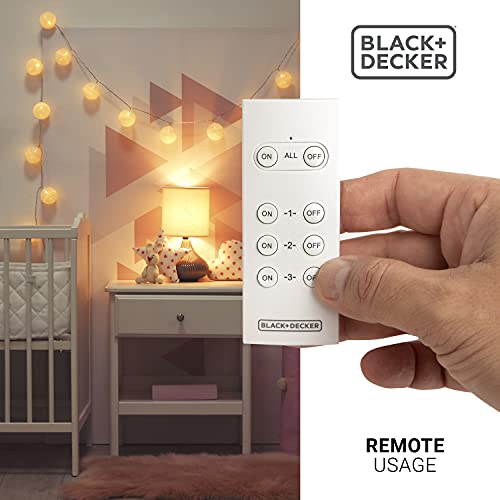 Black+Decker Wireless Remote-Control Outlet, Pack Of 3 Outlets, 1 Remote - Premium Light Switches #TOP6