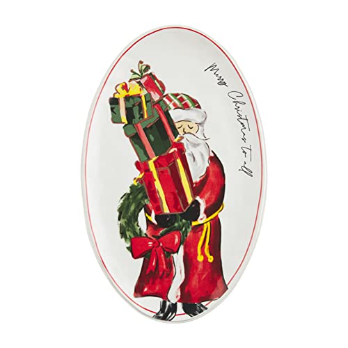 Mud Pie Ceramic Christmas Serving Platter, Santa #TOP24