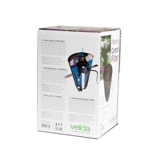 Velda Combi Filtro Galleggiante 2500 - Pompa D'acqua In Acciaio Inossidabile, Montato In Superficie, Elettrico Con Cavo, 2.9G, 5000L, UV-C - 2