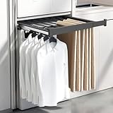 YJINGRUI Pull Out Trousers Rack for Closet, 11 Rods Retractable Wardrobe Trousers Rack, 66lb Closet Organizer with Silent Slide, Space-Saving for Wardrobe/Cloakroom/Bedroom/Balcony (23.6-33.5in)