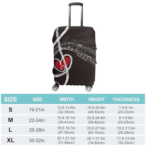 Treble Love And Music Travel Luggage Cover Elastic Washable Suitcase Cover Dustproof Anti-Scratch Suitcase Protector Fits 19-32 Inch Luggage, M2