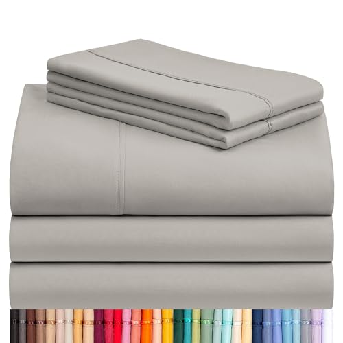 Image of LuxClub 5 PC Split King Sheet Set, Breathable Luxury Bed Sheets, Deep Pockets 18 inch Eco Friendly Wrinkle Free Cooling Sheets Machine Washable Hotel Bedding Silky Soft - Light Taupe Split King