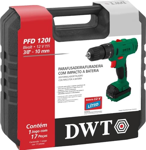 Parafusadeira/Furadeira Com Impacto A Bateria, 12 V, Fonte Bivolt Automática, Pfd 120i Dwt.