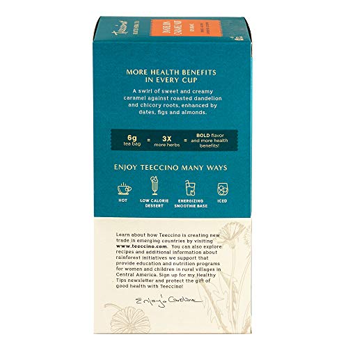 Teeccino Dandelion Caramel Nut Tea - Caffeine Free, Roasted Herbal Tea With Prebiotics, 3X More Herbs Than Regular Tea Bags, Gluten Free - 25 Tea Bags (Pack Of 3) #TOP3