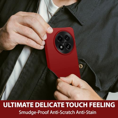 Image of LIRAMARK Liquid Silicone Soft Back Cover Case for OnePlus 13R 5G| Soft Micro-Fibre Lining Inside | Camera Protection Bump (Red)