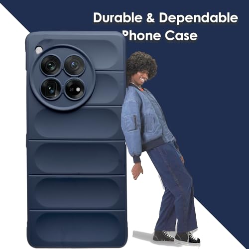 Image of A rtistque Back Cover Case for OnePlus 12R 5G | with Inner Fabric | Stylish AirBag Case | Liquid Stripe Silicone | Camera Protection | Anti Slip Grip | Oneplus 12R Back Cover - Blue