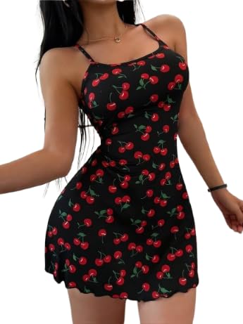 dreamish Women's Satin Slip Dress Nightgown with Heart Print | Sleeveless Design, Scoop Neckline, Loungewear, Soft Satin Fabric, Mini Length-picture-46